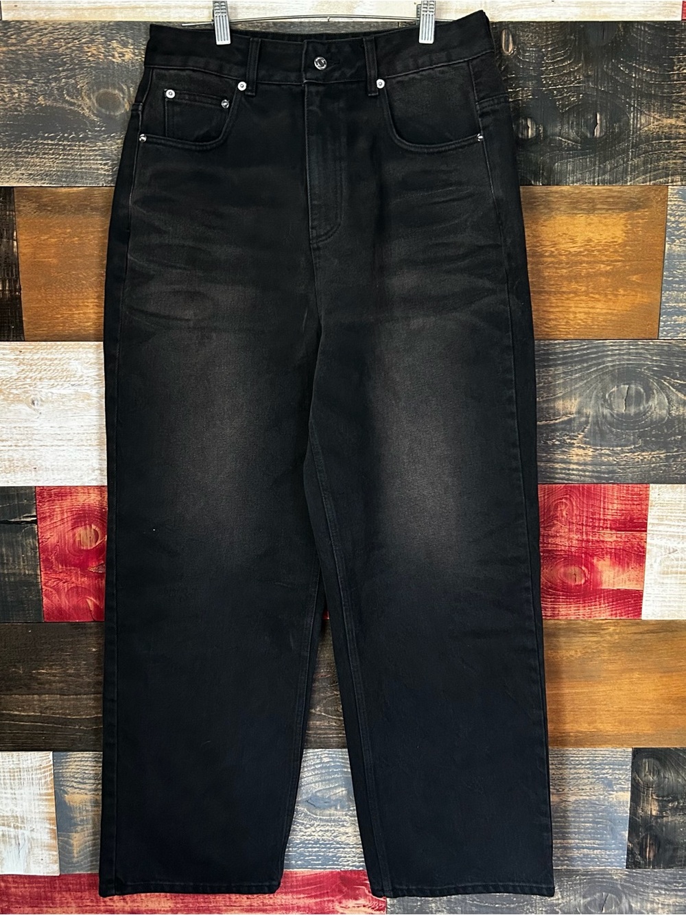 Welldone we11done wide leg pants jeans denim black size medium 32